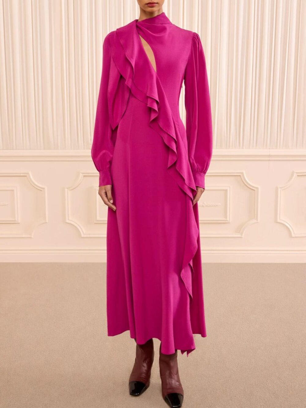 Ulla Johnson Sabrina Silk Dress US2/6 Orchid Pink Long Sleeve Lux Classic